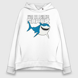 Толстовка оверсайз женская Im A Nice Shark, цвет: белый