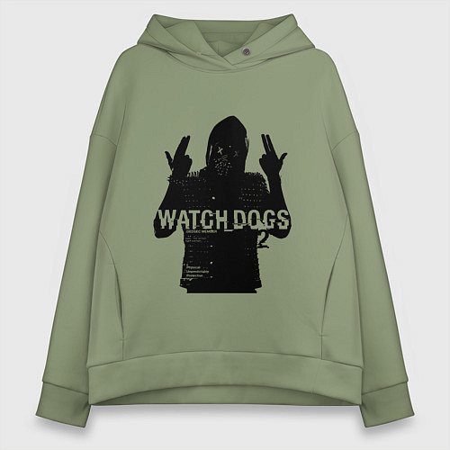 Женское худи оверсайз Watch dogs 2 Z / Авокадо – фото 1
