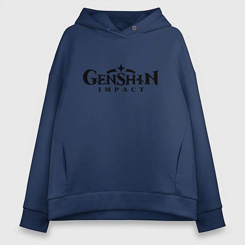 Женское худи оверсайз Genshin Impact Logo Z / Тёмно-синий – фото 1