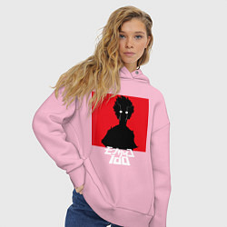 Толстовка оверсайз женская Mob psycho 100 Z, цвет: светло-розовый — фото 2