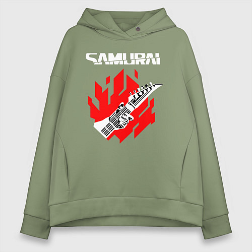 Женское худи оверсайз CYBERPUNK 2077 SAMURAI / Авокадо – фото 1