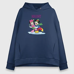 Толстовка оверсайз женская Mickey & Minnie, цвет: тёмно-синий