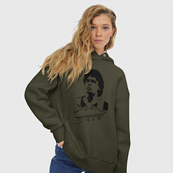 Толстовка оверсайз женская Diego Maradona, цвет: хаки — фото 2