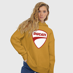 Толстовка оверсайз женская Ducati Logo Дукати Лого Z, цвет: горчичный — фото 2