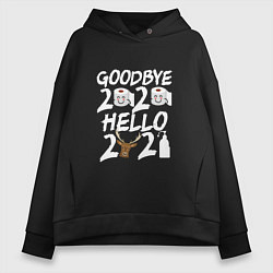 Толстовка оверсайз женская Goodbye 2020 hello 2021, цвет: черный