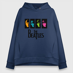 Толстовка оверсайз женская Всемирный день The Beatles, цвет: тёмно-синий