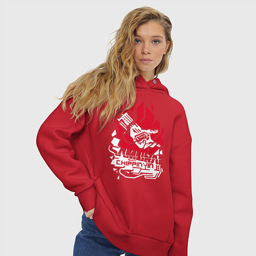Женское худи оверсайз Cyberpunk 2077 SAMURAI / Красный – фото 3