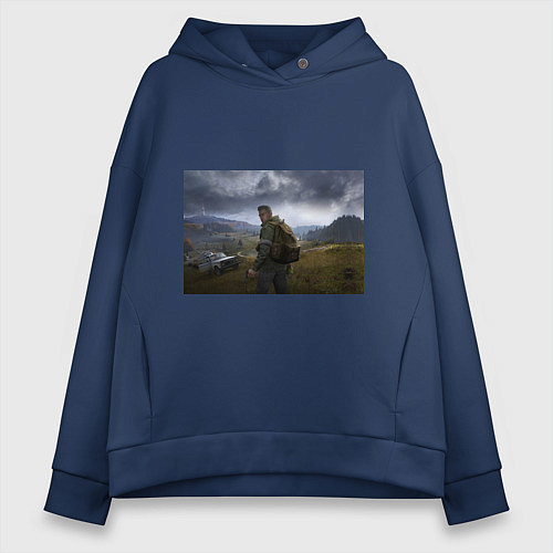 Женское худи оверсайз DAYZ POSTER ДЕЙЗИ ПОСТЕР Z / Тёмно-синий – фото 1