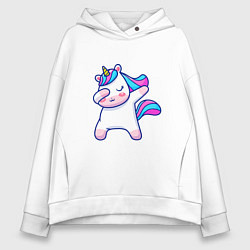 Толстовка оверсайз женская Cute unicorn, цвет: белый