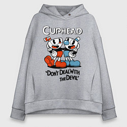 Толстовка оверсайз женская Cuphead, Dont deal with devil, цвет: меланж