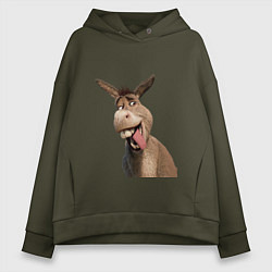 Толстовка оверсайз женская Шрек: Осел, цвет: хаки