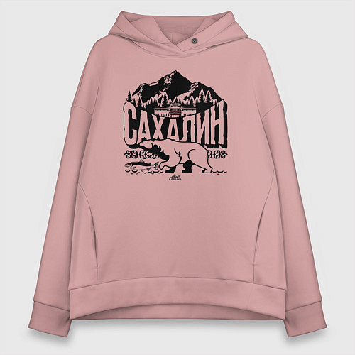 Женское худи оверсайз Остров Сахалин / Пыльно-розовый – фото 1