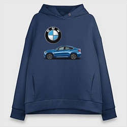 Толстовка оверсайз женская BMW X6, цвет: тёмно-синий