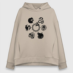 Толстовка оверсайз женская 7 СМЕРТНЫХ ГРЕХОВ SEVEN DEADLY SINS Z, цвет: миндальный