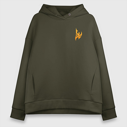 Женское худи оверсайз Protoss logo mini Orange / Хаки – фото 1