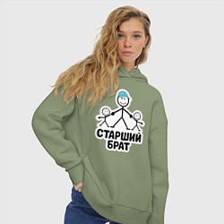 Толстовка оверсайз женская Старший брат, цвет: авокадо — фото 2