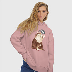 Толстовка оверсайз женская СПЯЩИЙ КОТ, цвет: пыльно-розовый — фото 2