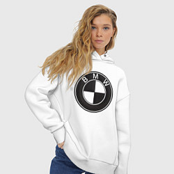 Толстовка оверсайз женская BMW LOGO CARBON, цвет: белый — фото 2