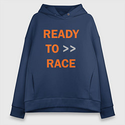 Толстовка оверсайз женская KTM READY TO RACE спина Z, цвет: тёмно-синий