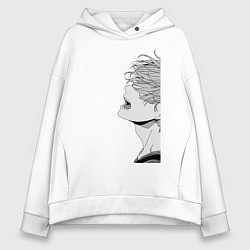 Толстовка оверсайз женская Мафую поет на концерте, цвет: белый