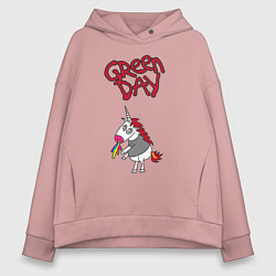 Толстовка оверсайз женская Green Day Unicorn, цвет: пыльно-розовый