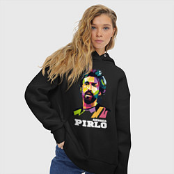 Толстовка оверсайз женская Андреа Пирло ФК Ювентус, цвет: черный — фото 2