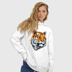 Толстовка оверсайз женская Тигр, цвет: белый — фото 2
