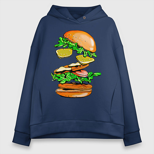 Женское худи оверсайз King Burger / Тёмно-синий – фото 1