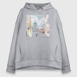 Толстовка оверсайз женская Нижегородский трамвай, цвет: меланж