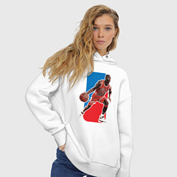 Толстовка оверсайз женская NBA - Jordan, цвет: белый — фото 2