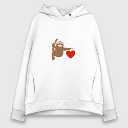 Толстовка оверсайз женская Я люблю ленивцев, цвет: белый