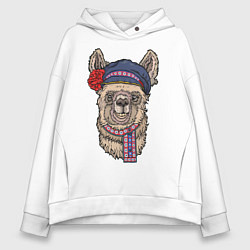 Толстовка оверсайз женская Славянская лама, цвет: белый