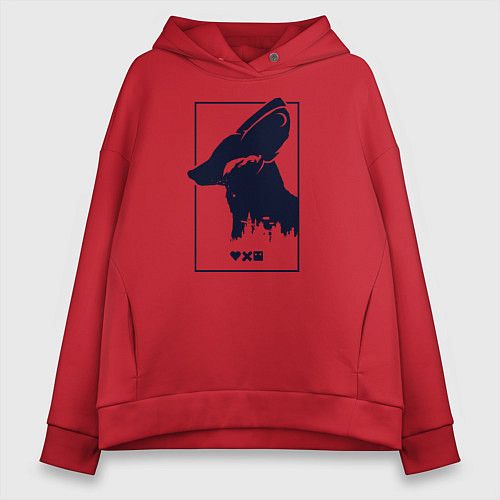 Женское худи оверсайз Love Death And Robots Доброй охоты / Красный – фото 1