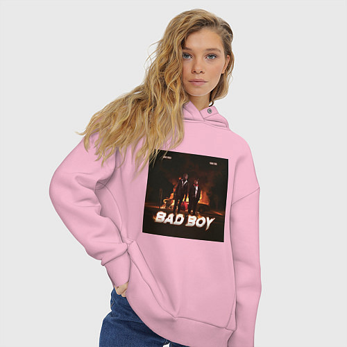 Женское худи оверсайз Bad boy / Светло-розовый – фото 3