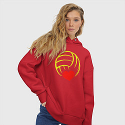Толстовка оверсайз женская Volleyball Heart, цвет: красный — фото 2
