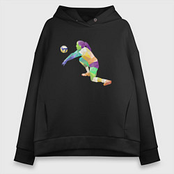 Толстовка оверсайз женская Volleyball Girl, цвет: черный