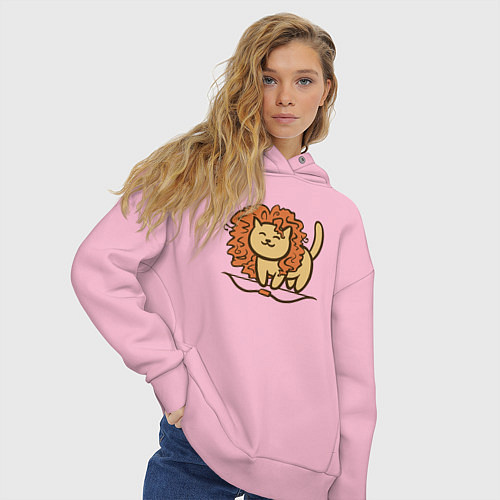 Женское худи оверсайз Cat Lion / Светло-розовый – фото 3