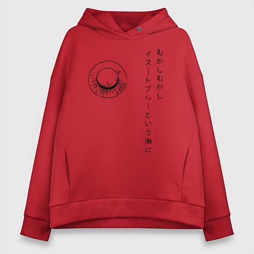 Женское худи оверсайз Пираты Соломенной Шляпы One Piece / Красный – фото 1