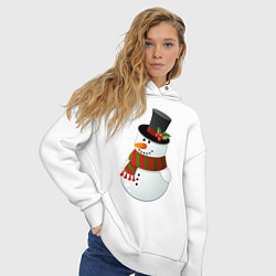 Толстовка оверсайз женская Снеговик, цвет: белый — фото 2