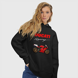 Толстовка оверсайз женская DUCATI ДУКАТИ MOTOSPORT, цвет: черный — фото 2