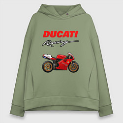 Толстовка оверсайз женская DUCATI ДУКАТИ MOTOSPORT, цвет: авокадо