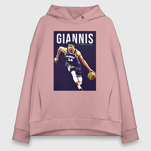 Женское худи оверсайз Giannis - Bucks / Пыльно-розовый – фото 1