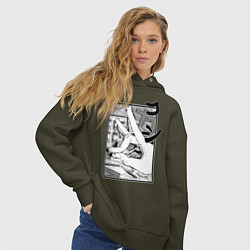 Толстовка оверсайз женская Chainsaw man Kon, цвет: хаки — фото 2