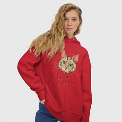 Толстовка оверсайз женская Люблю котиков, цвет: красный — фото 2