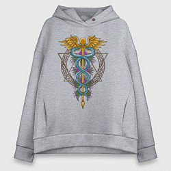 Толстовка оверсайз женская Кадуцей, цвет: меланж