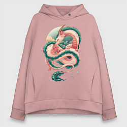 Толстовка оверсайз женская Дракон, цвет: пыльно-розовый