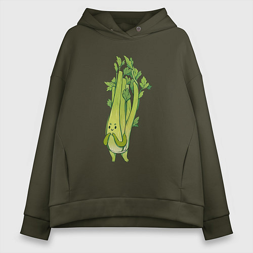 Женское худи оверсайз Сельдерей / Хаки – фото 1