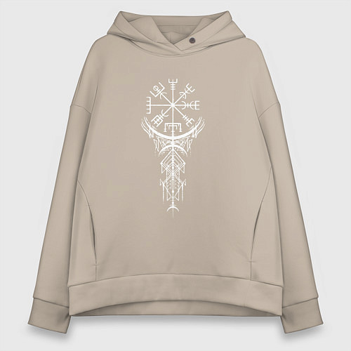 Женское худи оверсайз Вегвизир Vegvisir Руна Z / Миндальный – фото 1