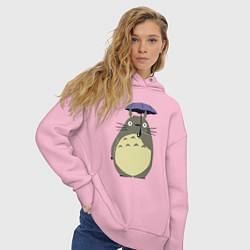 Толстовка оверсайз женская Тоторо под зонтом, цвет: светло-розовый — фото 2