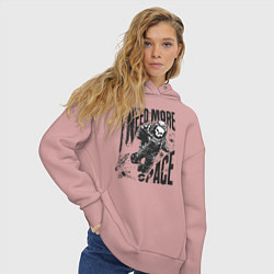 Толстовка оверсайз женская Космонавт скелет, цвет: пыльно-розовый — фото 2